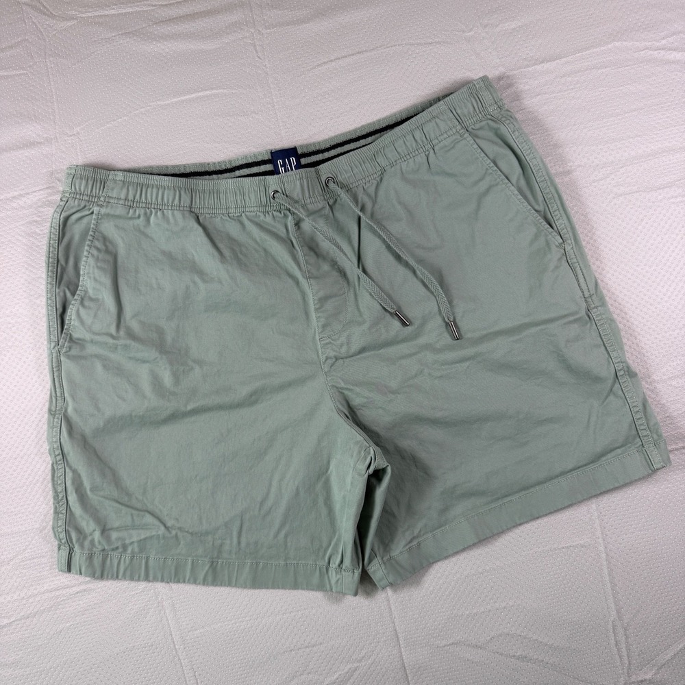 Gap Mens XXL Sage Green Elastic Drawstring Easy Shorts Casual Summer Cotton